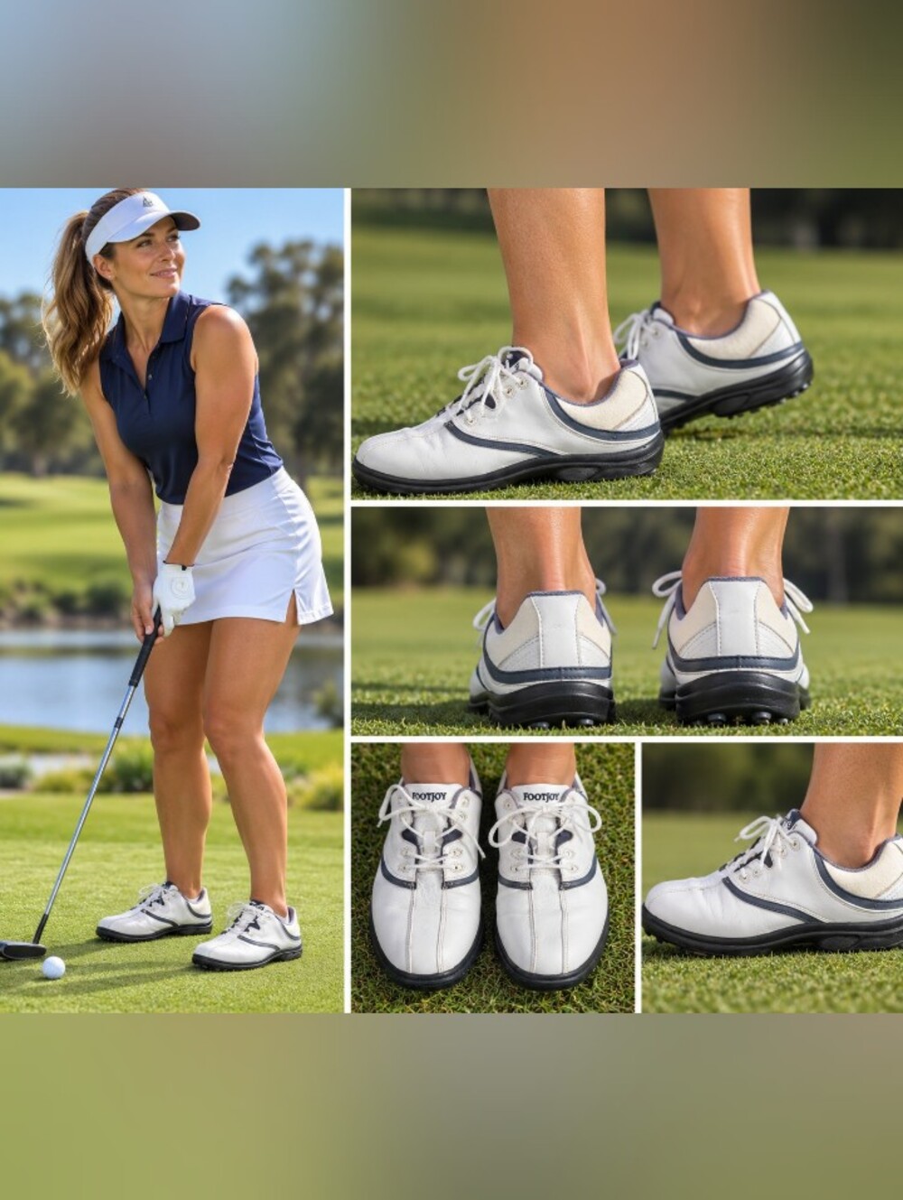 FootJoy eComfort Women’s Golf Shoes White Navy Size 8M Style 98337
